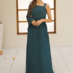 One Shoulder Cotton Silk Pishwas